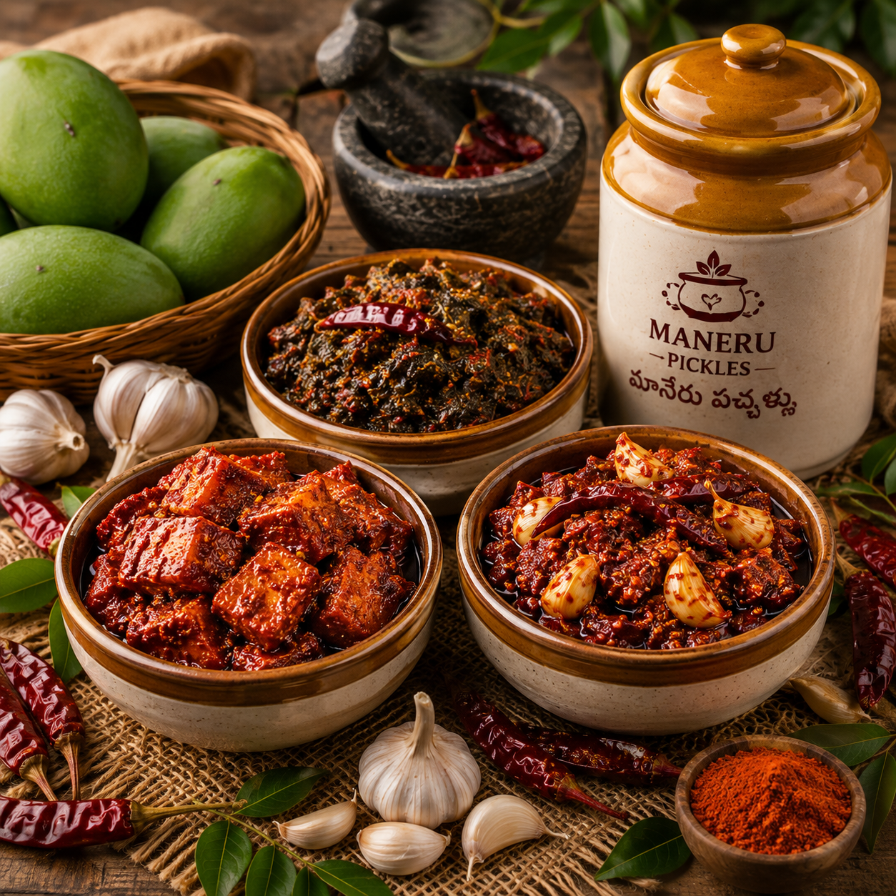 Maneru Pickles traditional homemade Telugu pickles